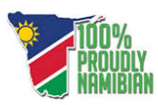 Proudly Namibian badge standard variant on light